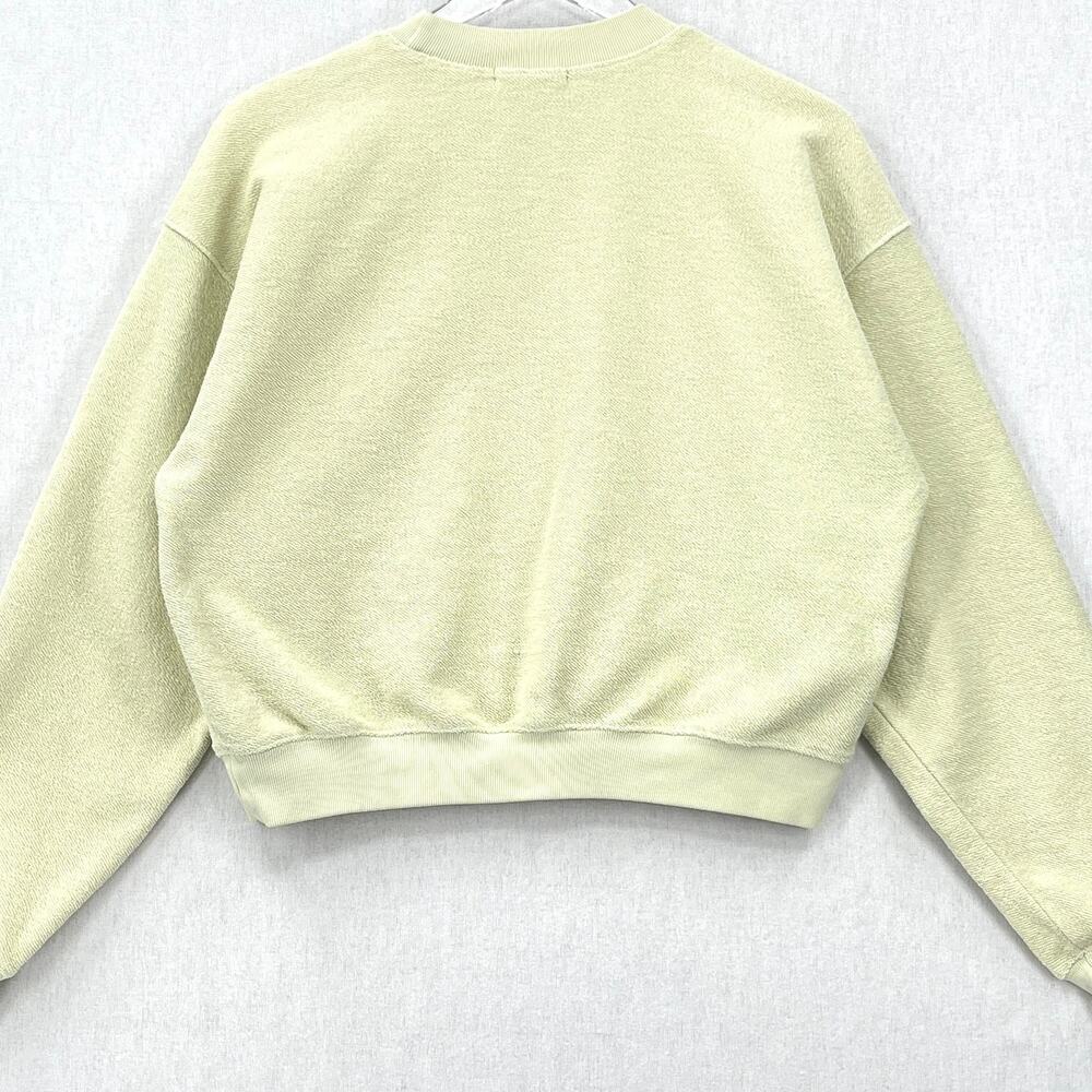 MADHAPPY Rainbow Cropped Crewneck  Sweatshirt Womens Small Pale Green Pullover - Picture 7 of 15
